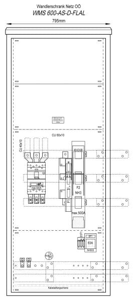 MEHLER - Anschluss-Schrank 600A, Freiluft Alu