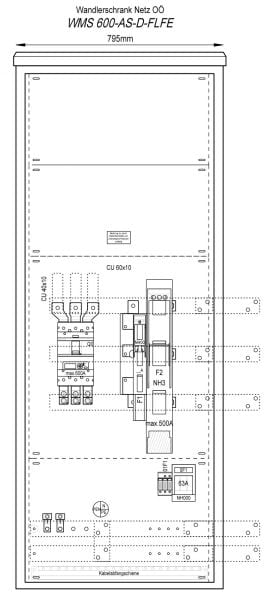 MEHLER - Anschluss-Schrank 600A, Freiluft Fe