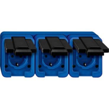 MERTEN - SCHUKO-Dreifach-Steckdose, blau, SCHLAGFEST