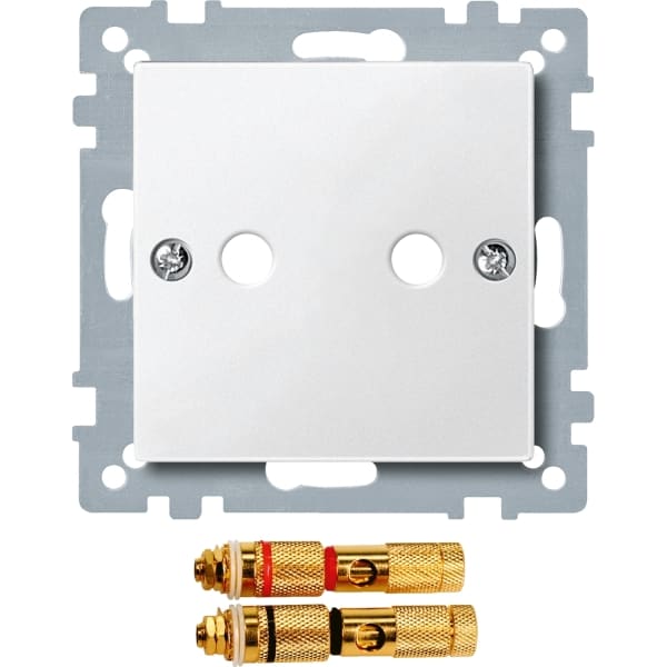 MERTEN - Zentralplatte mit High-End Lautsprecher-Steckverbinder, polarweiß, System M