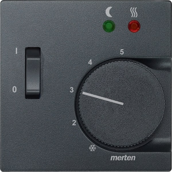 MERTEN - Zentralplatte f. Fußbodentemperaturregler-Eins. m. Schalter, anthrazit, System M