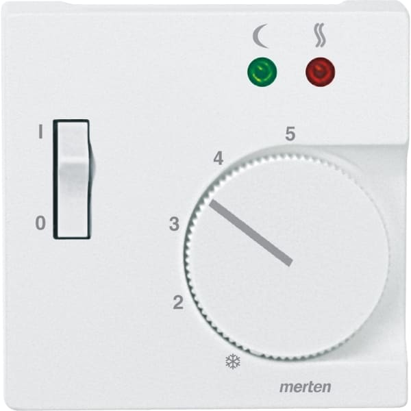 MERTEN - Zentralplatte f. Fußbodentemperaturregler-Eins. m. Schalter, polarweiß, System M