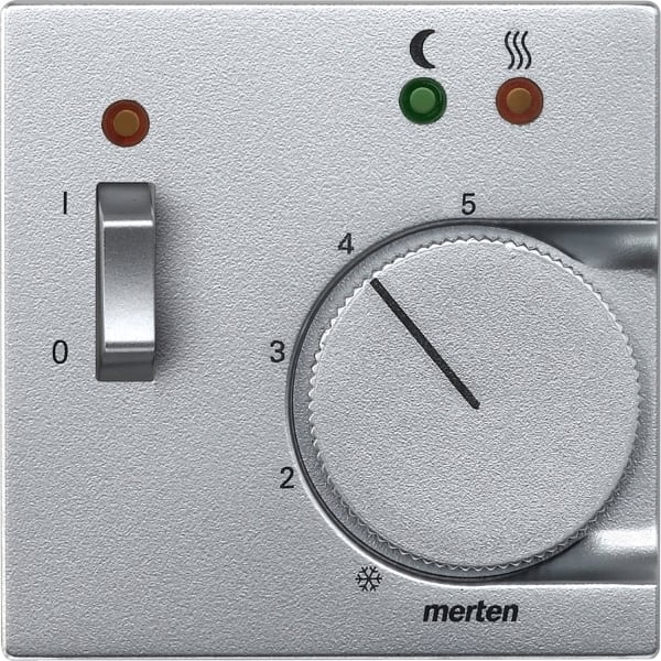 MERTEN - Zentralplatte f. Fußbodentemperaturregler-Eins. m. Schalter, aluminium, System M