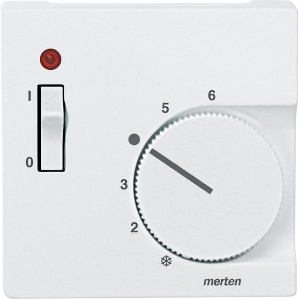 MERTEN - Zentralplatte für Raumtemperaturregler-Einsatz mit Schalter, polarweiß, System M