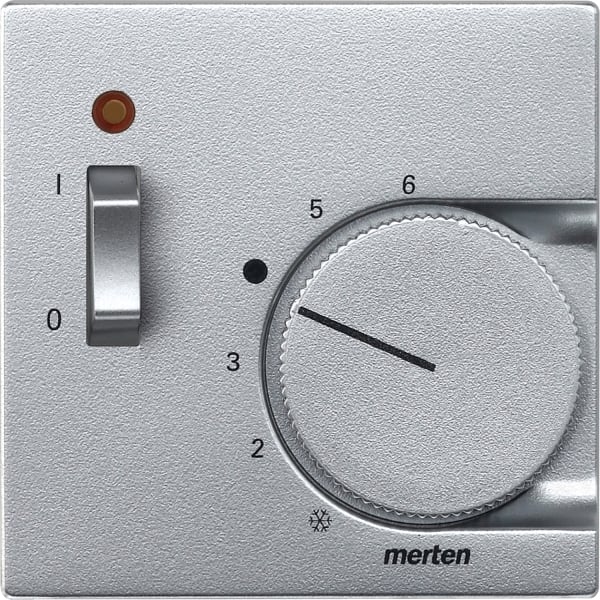 MERTEN - Zentralplatte für Raumtemperaturregler-Einsatz mit Schalter, aluminium, System M