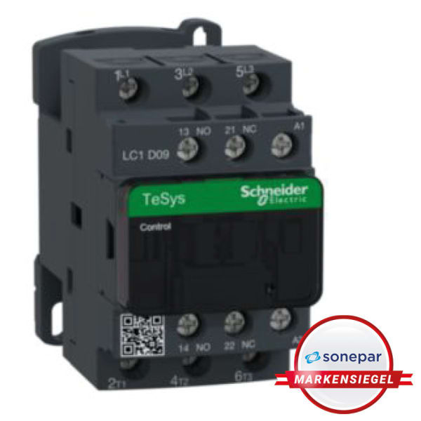 SCHNEIDER ELECTRIC - MS! Leistungsschütz, 3p+1S+1Ö, 4kW/400V/AC3, 9A, Spule 230V 50/60Hz