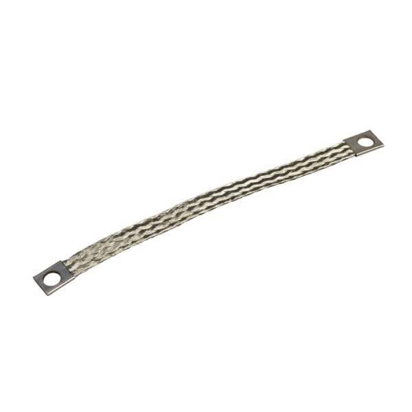 SAREL - Erdungsband 10mm2, Länge 150mm, Ösenloch 6,4mm. VPE: 10.