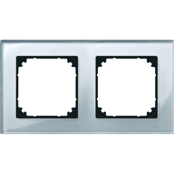 MERTEN - M-PLAN-Echtglasrahmen, 2fach, Diamantsilber