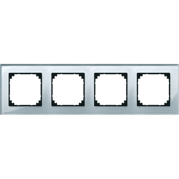 MERTEN - M-PLAN-Echtglasrahmen, 4fach, Diamantsilber