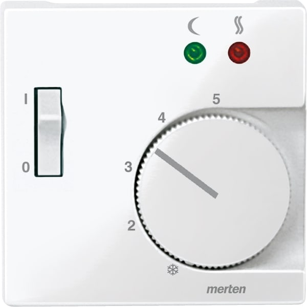 MERTEN - Zentralpl. f. Fußbodentemperaturr.-Eins. m. Schalter, polarweiß glänzend, Sys. M