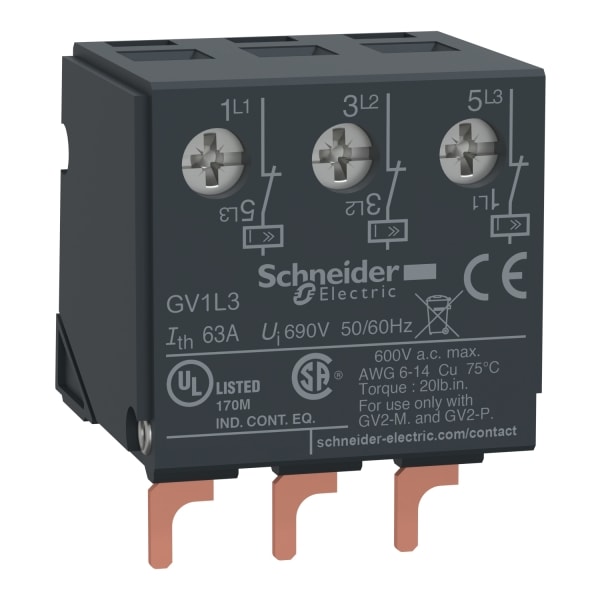 SCHNEIDER ELECTRIC - Is-Begrenzer 63A, für Motoschutzschalter GV2, oben