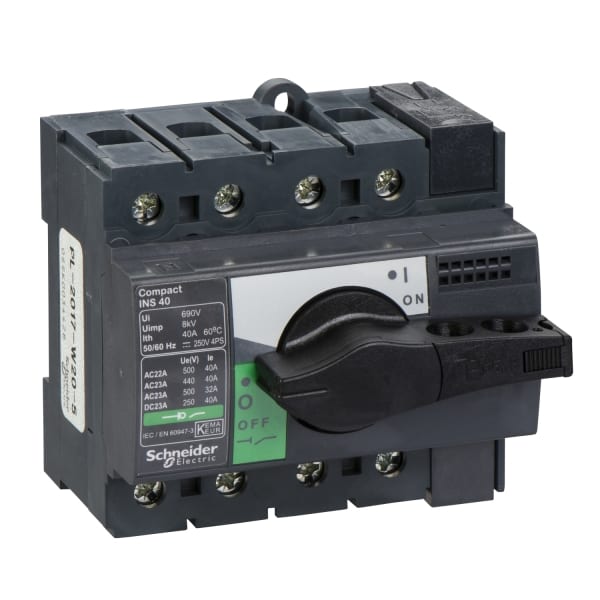 SCHNEIDER ELECTRIC - Lasttrennsch. INS40,4P, 40A/690V AC/250V DC,Drehantrieb schwarz
