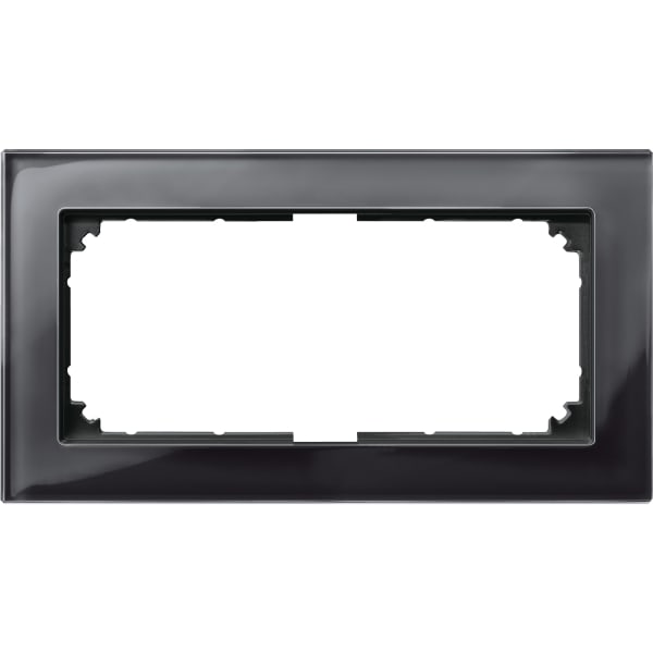 MERTEN - M-PLAN-Echtglasrahmen, 2fach ohne Mittelsteg, Onyxschwarz
