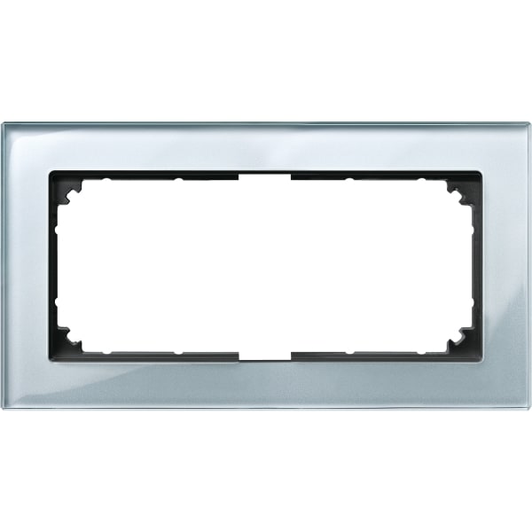 MERTEN - M-PLAN-Echtglasrahmen, 2fach ohne Mittelsteg, Diamantsilber