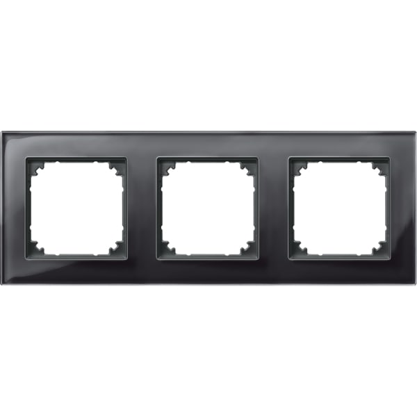 MERTEN - M-PLAN-Echtglasrahmen, 3fach, Onyxschwarz