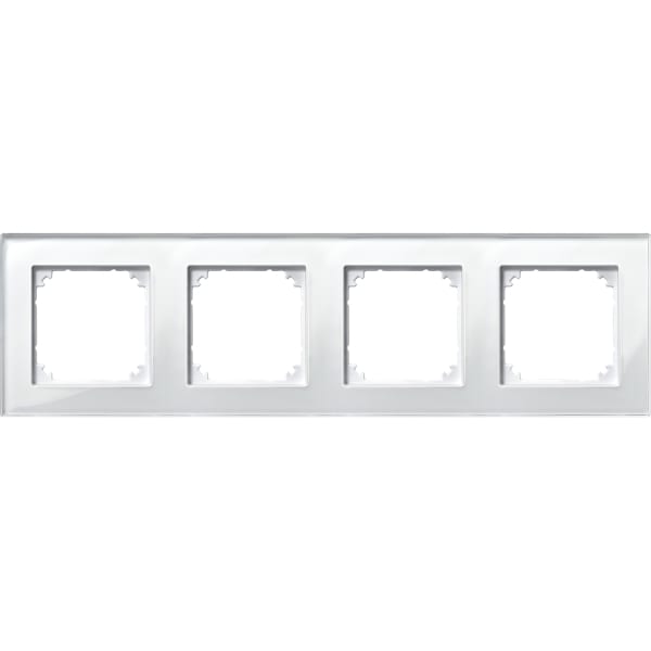 MERTEN - M-PLAN-Echtglasrahmen, 4fach, Brillantweiß