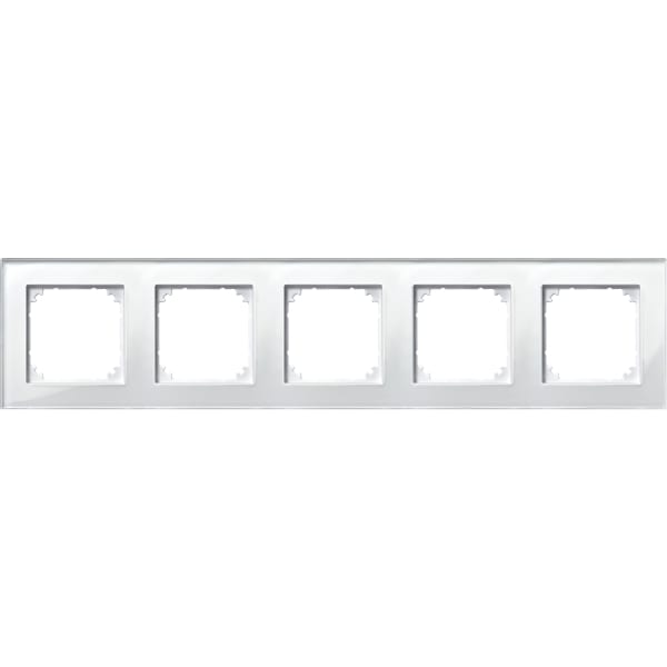 MERTEN - M-PLAN-Echtglasrahmen, 5fach, Brillantweiß