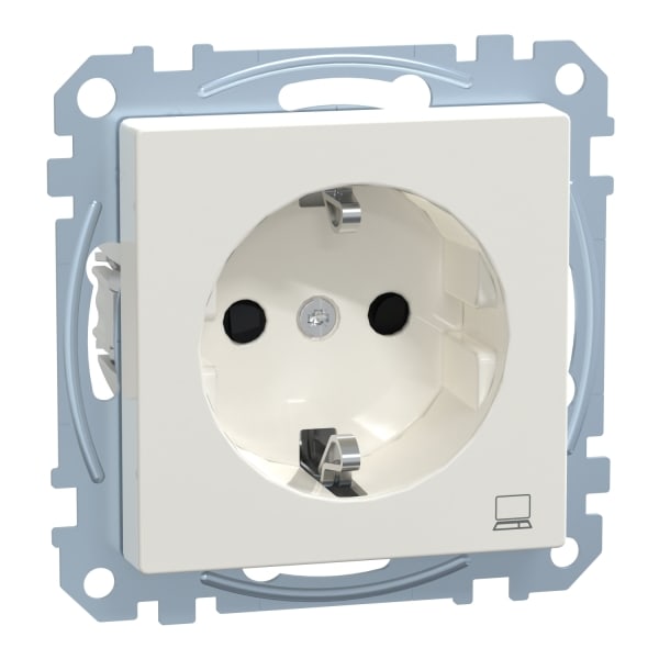 MERTEN - SCHUKO-Steckdose mit Kennz. Computer, BRS, StK, polarweiß glänzend, System M