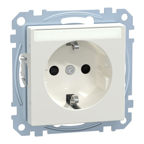 MERTEN - SCHUKO-Steckdose mit Schriftf., BRS, Steckklemmen, polarweiß glänzend, System M
