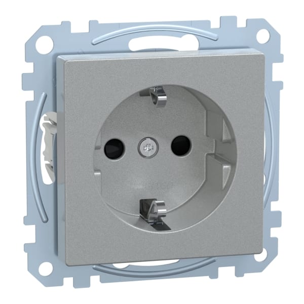 MERTEN - SCHUKO-Steckdose, erhöhter Berührungsschutz, Steckklemmen, aluminium, System M
