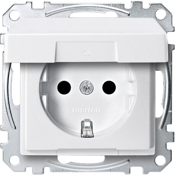MERTEN - SCHUKO-Steckdose mit Klappdeckel, BRS, Steckklemmen, polarweiß, System M
