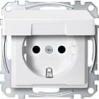 MERTEN - SCHUKO-Steckdose mit Klappdeckel, BRS, Steckklemmen, polarweiß, System M