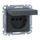 MERTEN - SCHUKO-Steckdose mit Klappdeckel, BRS, Steckklemmen, anthrazit, System M