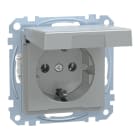 MERTEN - SCHUKO-Steckdose mit Klappdeckel, Steckklemmen, aluminium, System M