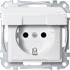 MERTEN - SCHUKO-Steckdose mit Klappdeckel, IP44, BRS, Steckklemmen, polarweiß, System M