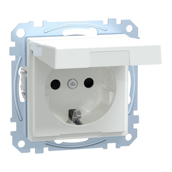 MERTEN - SCHUKO-Steckdose mit Klappd., IP44, BRS, Steckkl., aktivweiß glänzend, System M