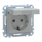 MERTEN - SCHUKO-Steckdose mit Klappdeckel, BRS, Steckklemmen, aluminium, System M