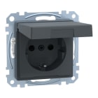 MERTEN - SCHUKO-Steckdose mit Klappdeckel, IP44, BRS, Steckklemmen, anthrazit, System M
