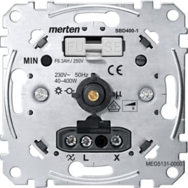 MERTEN - Drehdimmer-Einsatz für ohmsche Last mit Druck-Ausschalter, 40-400 W