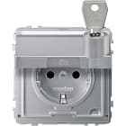 MERTEN - SCHUKO-Steckd.m.Klappd.u.Schriftf.abschl.m.10 gl.n Schl. BRS, StK,alu,AQUADESIGN