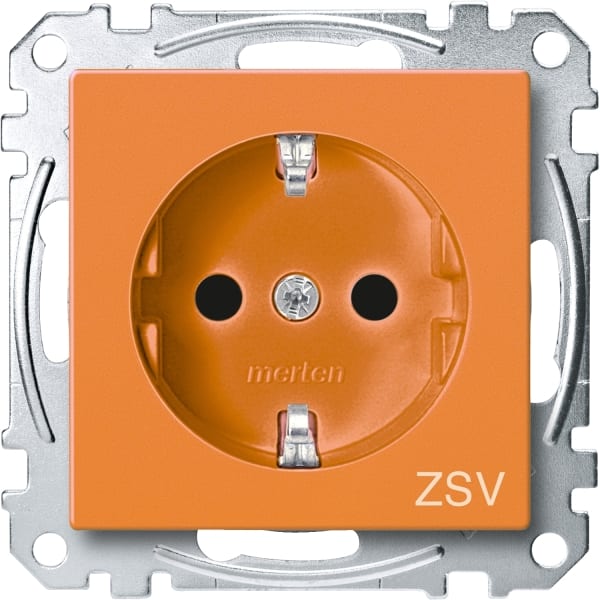MERTEN - SCHUKO-Steckdose für Sonderstromkr., BRS, StK, Mit Kennz. ZSV, orange, System M