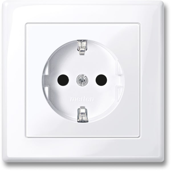 MERTEN - SCHUKO-Steckdose mit voller Abdeckplatte, BRS, StK, aktivweiß glänzend, M-SMART
