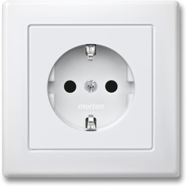 MERTEN - SCHUKO-Steckdose mit voller Abdeckplatte, BRS, Steckklemmen, polarweiß, M-SMART