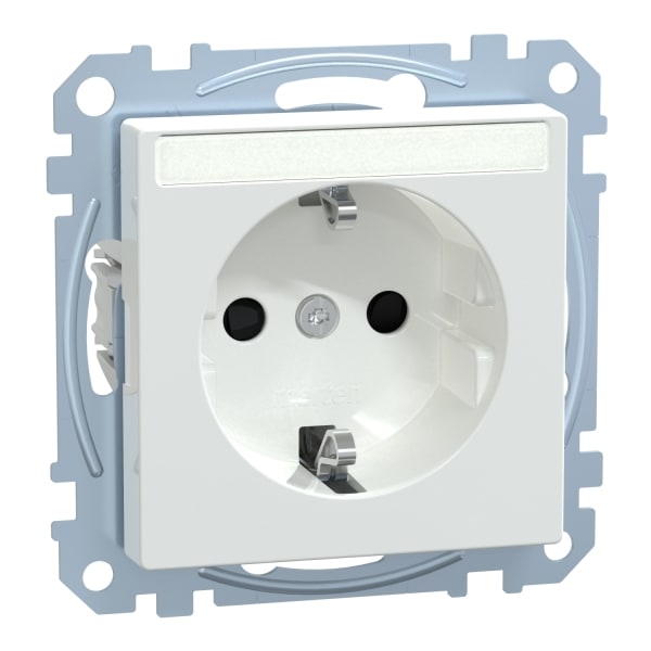 MERTEN - SCHUKO-Steckdose mit Schriftf., BRS, Steckklemmen, aktivweiß glänzend, System M