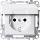 MERTEN - SCHUKO-Steckdose mit Klappdeckel, BRS, Steckklemmen, polarweiß, System M