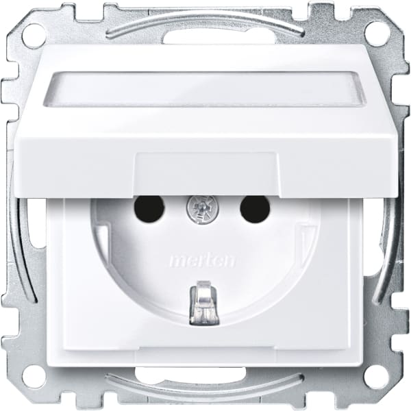 MERTEN - SCHUKO-Steckdose m. Klappd. u. Schriftf., BRS, StK, aktivweiß glänzend, System M