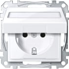 MERTEN - SCHUKO-Steckdose m. Klappd. u. Schriftf., BRS, StK, aktivweiß glänzend, System M