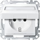 MERTEN - SCHUKO-Steckdose mit Klappd. und Schriftf., BRS, Steckkl., polarweiß, System M