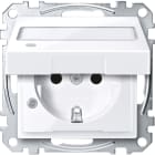 MERTEN - SCHUKO-Steckd. m. Klappd., Ko.Licht u. Schriftf., BRS, StK, aktivws.glänz.,Sys.M