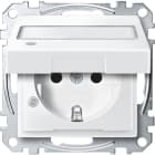 MERTEN - SCHUKO-Steckdose m. Klappd., Ko.Licht u. Schriftf., BRS, StK, polarweiß, Sys. M