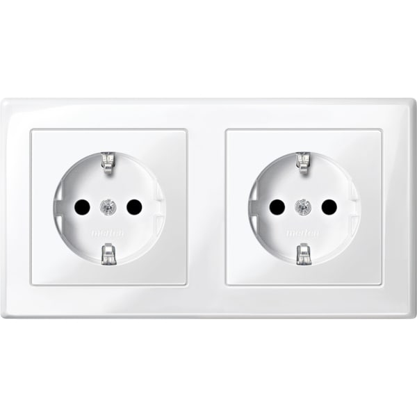 MERTEN - SCHUKO-Doppel-Steckdose, BRS, Steckklemmen, polarweiß glänzend, M-SMART
