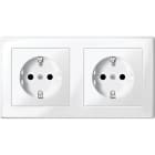 MERTEN - SCHUKO-Doppel-Steckdose, BRS, Steckklemmen, polarweiß glänzend, M-SMART
