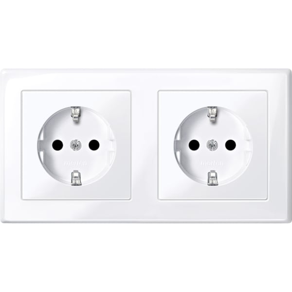 MERTEN - SCHUKO-Doppel-Steckdose, BRS, Steckklemmen, aktivweiß glänzend, M-SMART