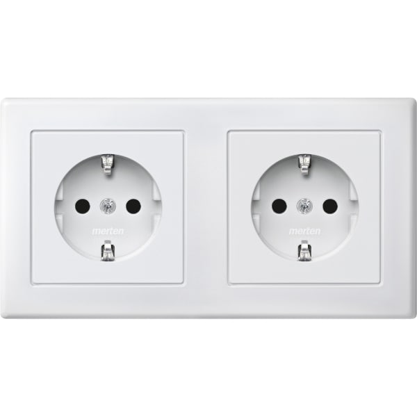 MERTEN - SCHUKO-Doppel-Steckdose, BRS, Steckklemmen, polarweiß, M-SMART