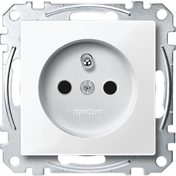 MERTEN - Steckdose mit Schutzk.stift, BRS, Schraub-Liftkl., polarweiß glänzend, System M