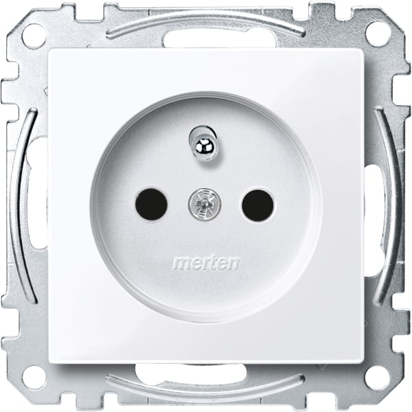 MERTEN - Steckdose mit Schutzk.stift, BRS, Schraub-Liftkl., aktivweiß glänzend, System M